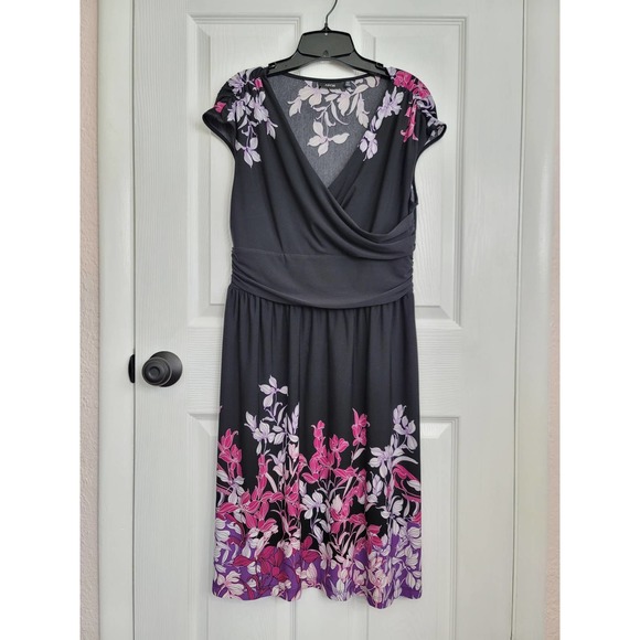 APT 9 V Neck Floral Midi Dress Length 41” Poly Spandex Size PM - Picture 2 of 5